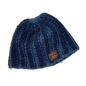 Roxy Knit Blue Wool Beanie Hat Skull Cap y2k Tested By Time Made By Hand Skater